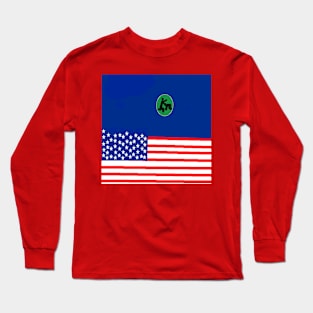 Sporty USA Design on Red Background Long Sleeve T-Shirt